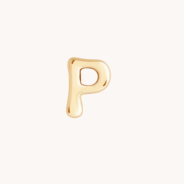 P Initial Click Charm in Solid Gold