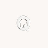 Q Initial Click Charm in Solid White Gold-Astrid & Miyu