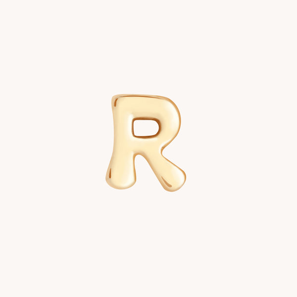 R Initial Click Charm in Solid Gold