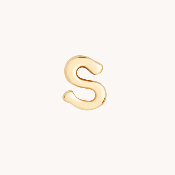 S Initial Click Charm in Solid Gold