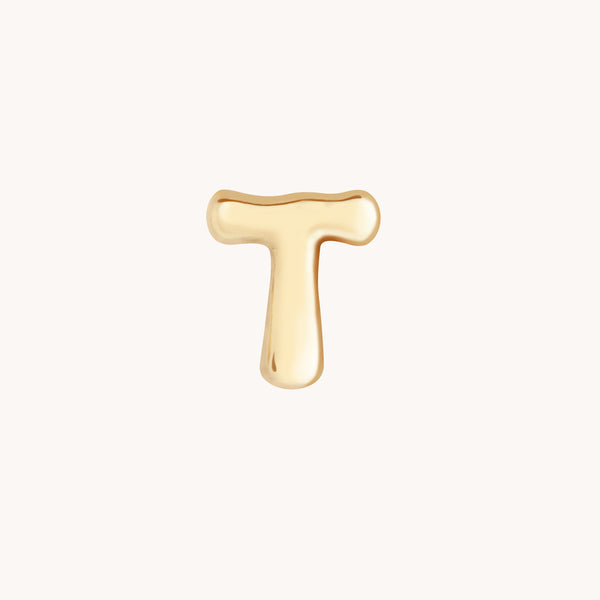 T Initial Click Charm in Solid Gold