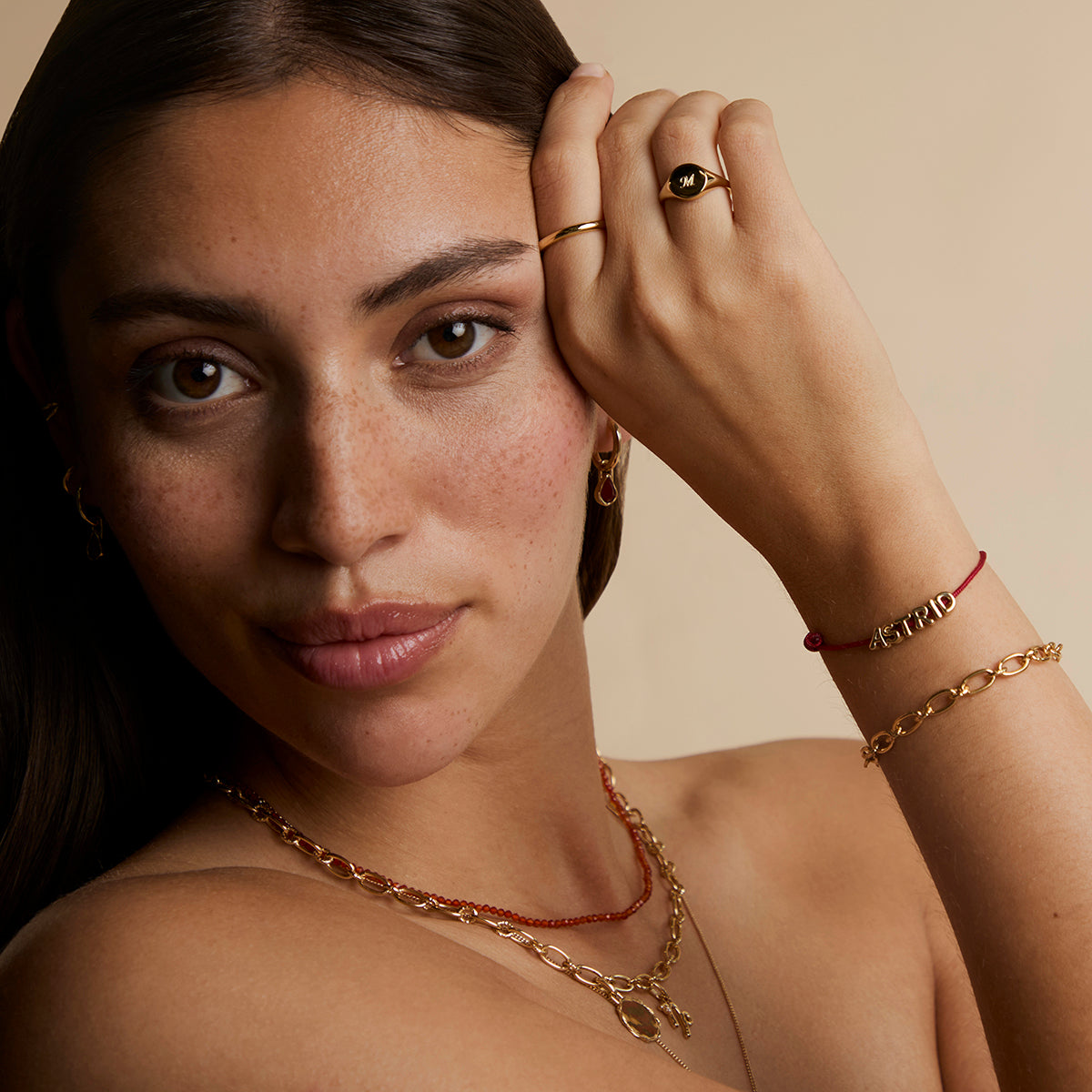 T Initial Click Charm in Solid Gold