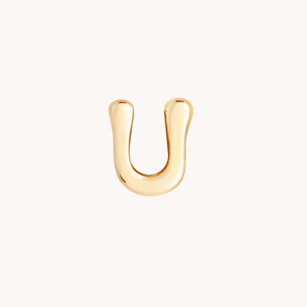 U Initial Click Charm in Solid Gold