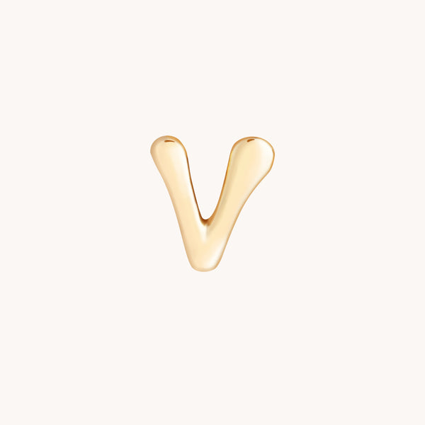 V Initial Click Charm in Solid Gold