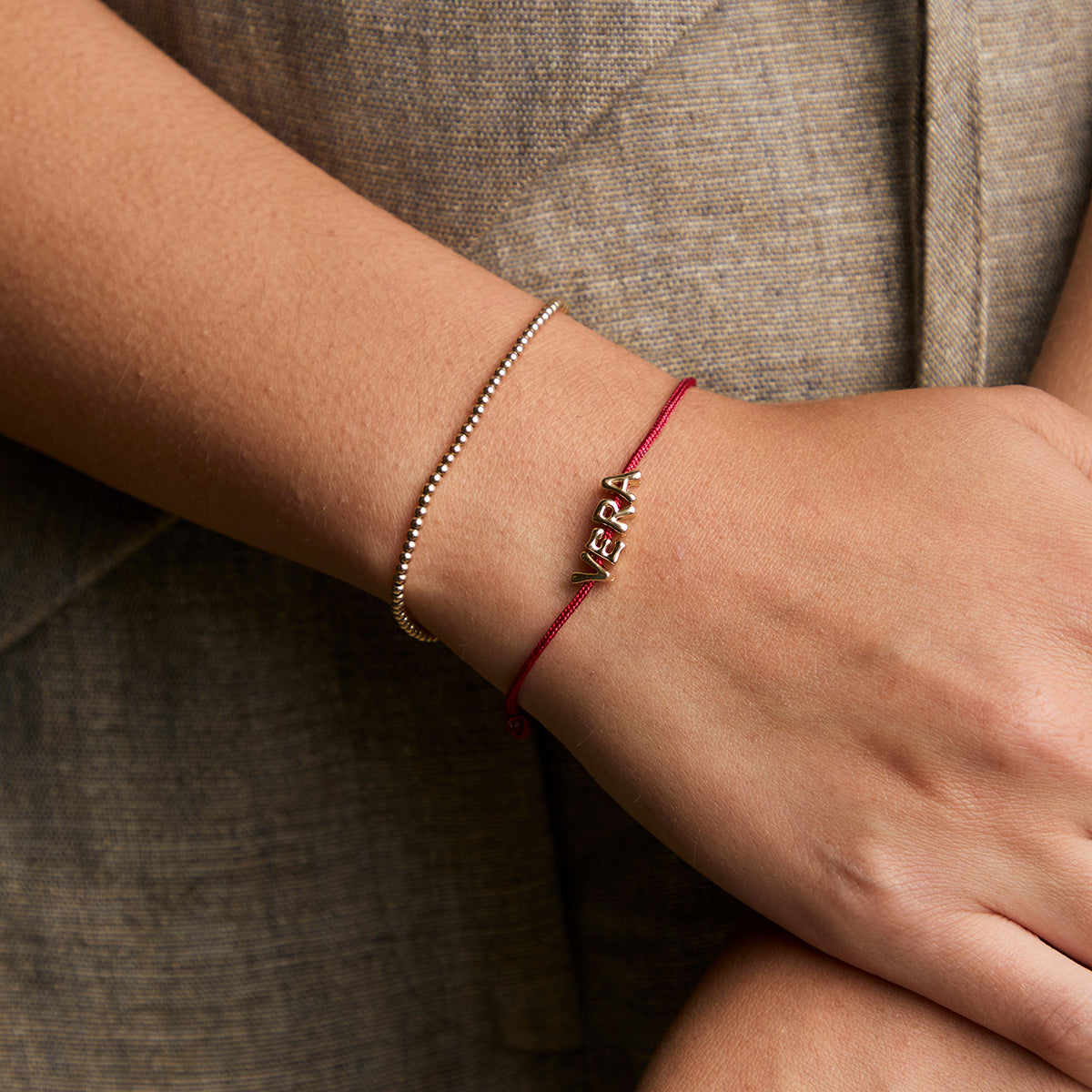 V Initial Click Charm in Solid Gold-Astrid & Miyu