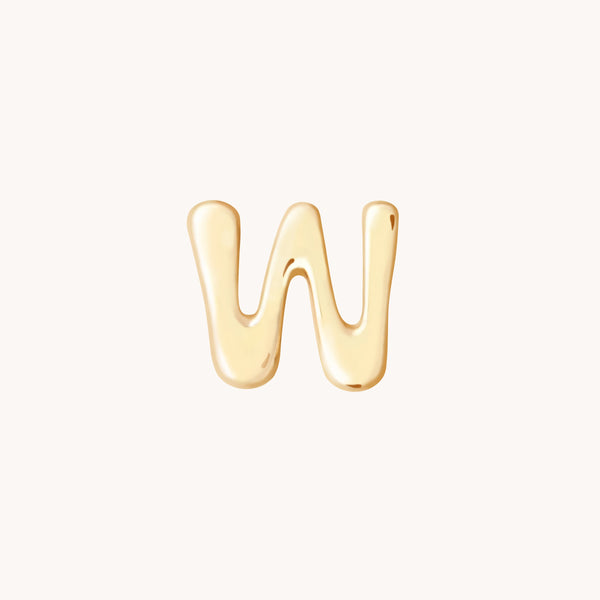 W Initial Click Charm in Solid Gold