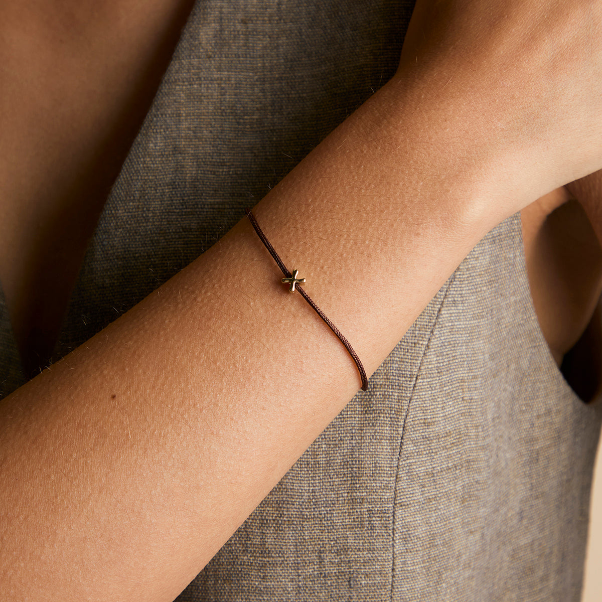 X Initial Click Charm in Solid Gold