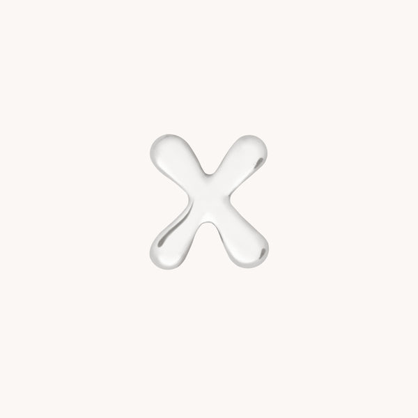 X Initial Click Charm in Solid White Gold