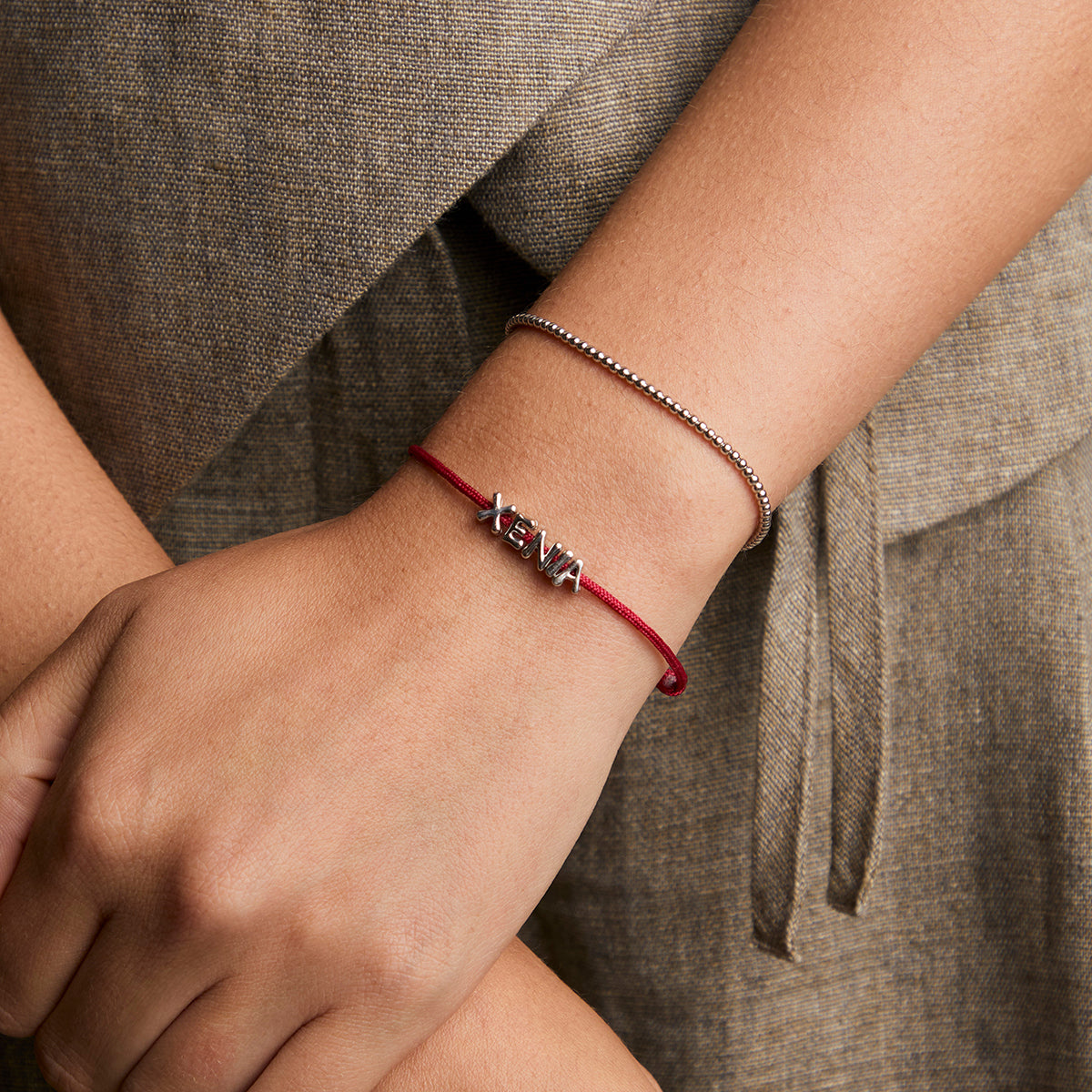 X Initial Click Charm in Solid White Gold