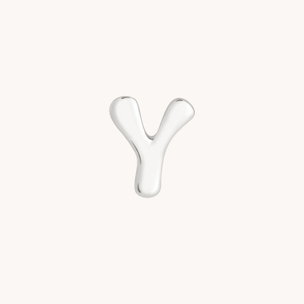 Y Initial Click Charm in Solid White Gold