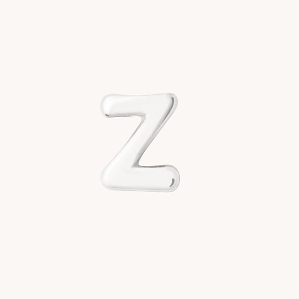 Z Initial Click Charm in Solid White Gold