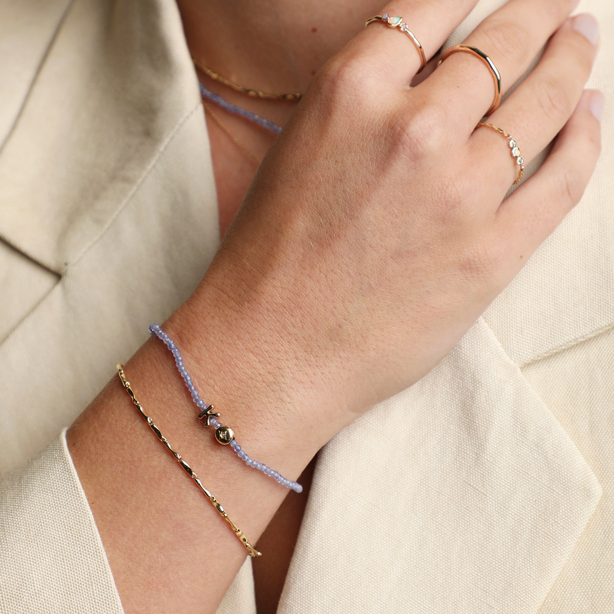 Molten Bar Chain Bracelet in Solid Gold