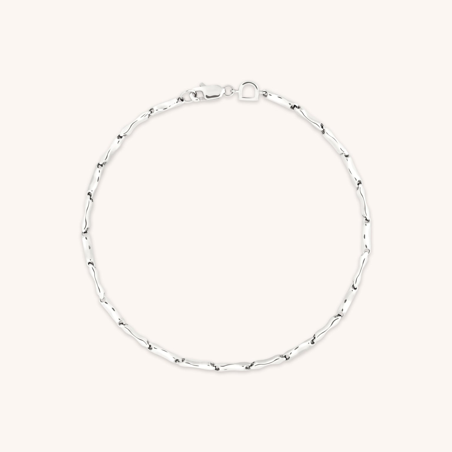 Molten Bar Chain Bracelet in Solid White Gold