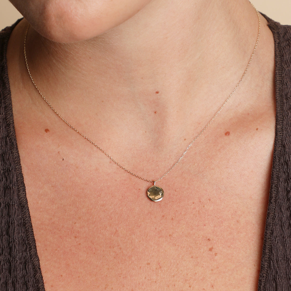 Molten Coin Pendant in Solid Gold