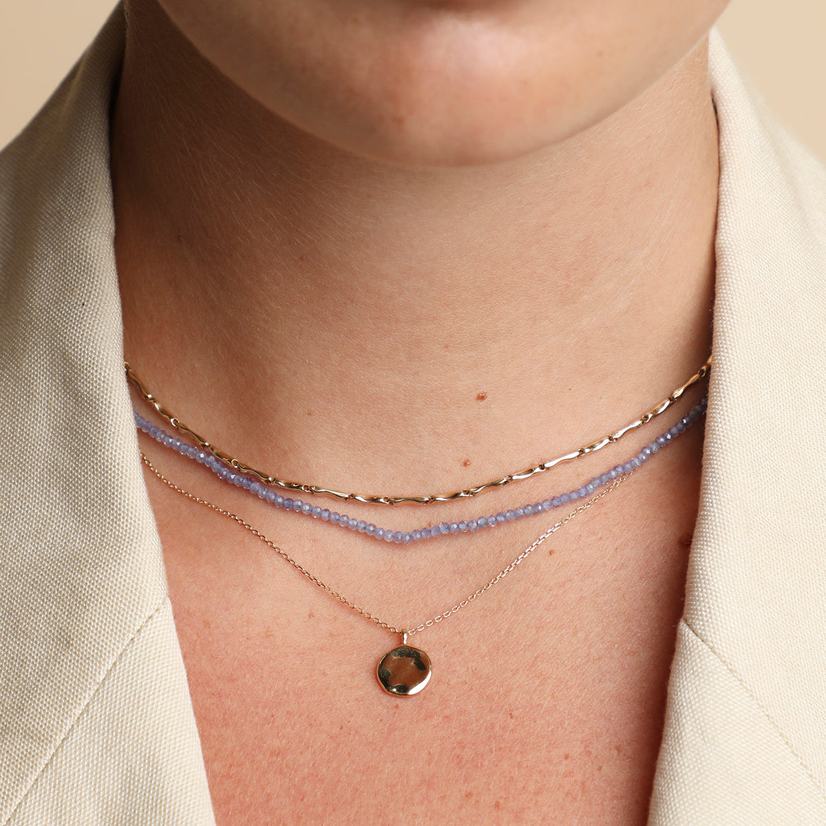 Molten Coin Pendant in Solid Gold