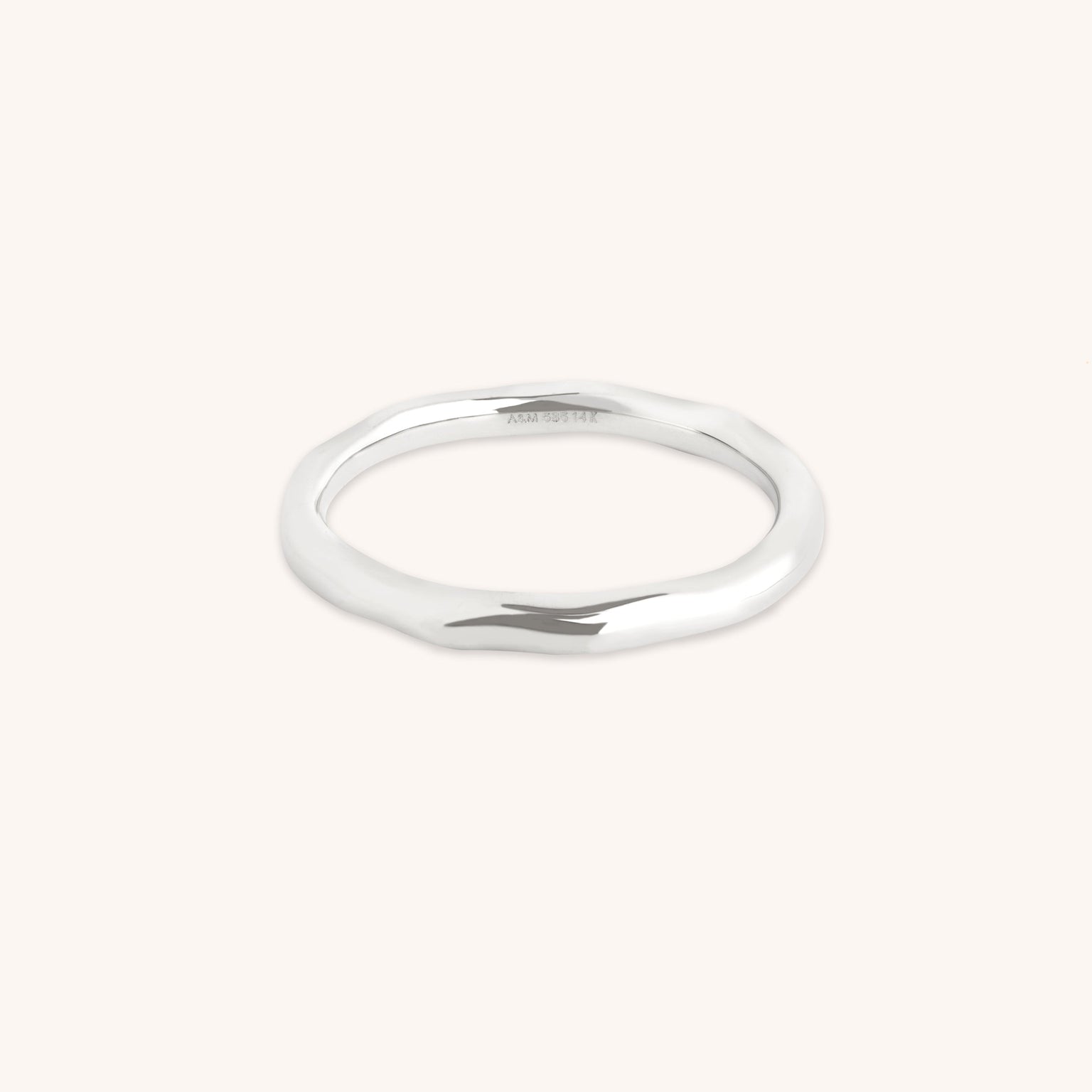 Molten Band Ring in Solid White Gold