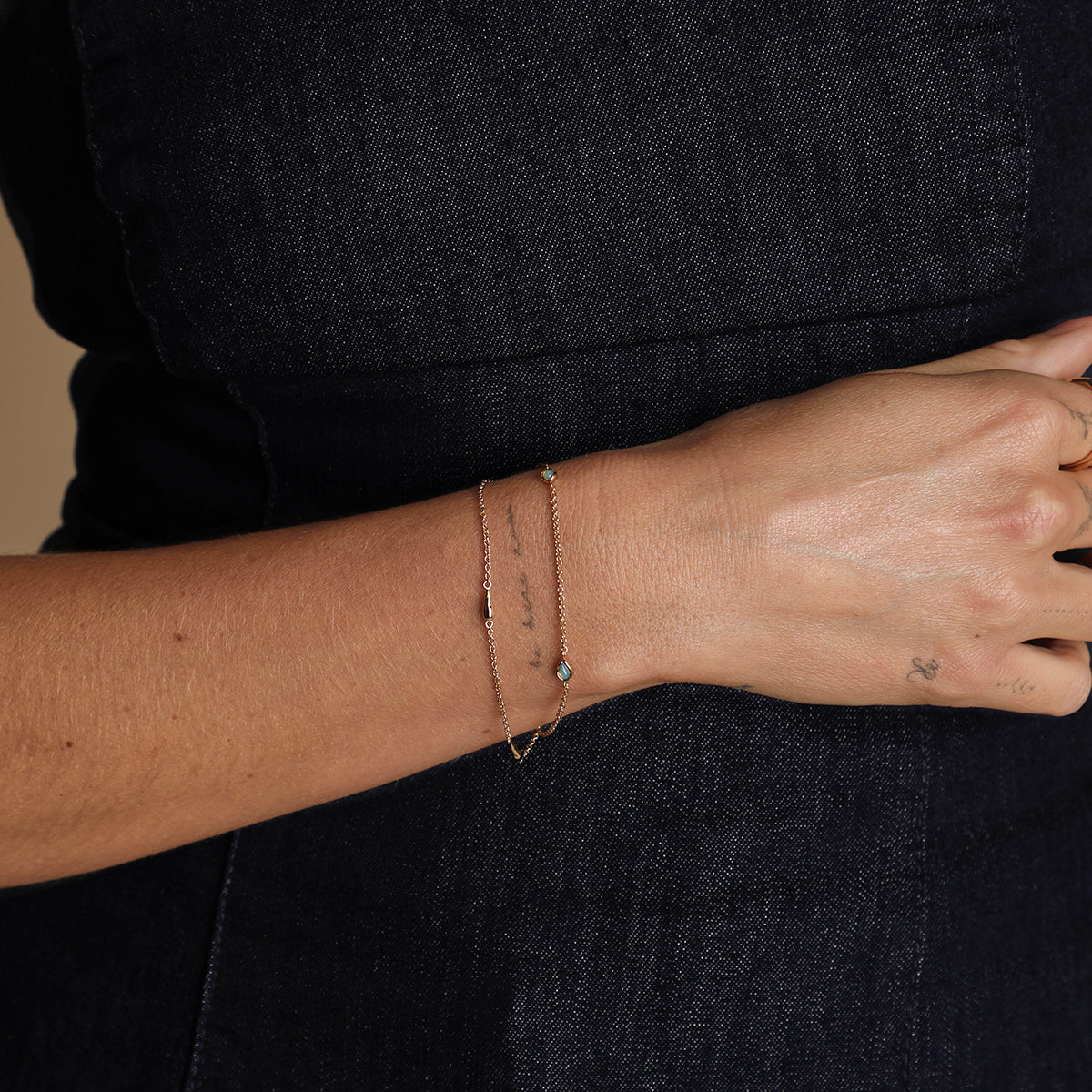 Opal Charm Double Bracelet in Gold