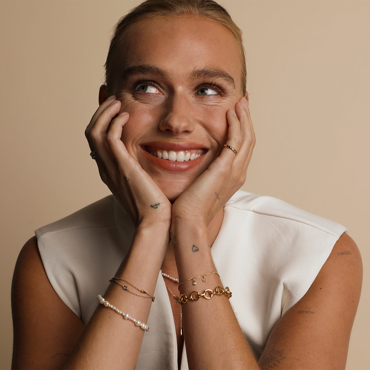 Opal Charm Double Bracelet in Gold