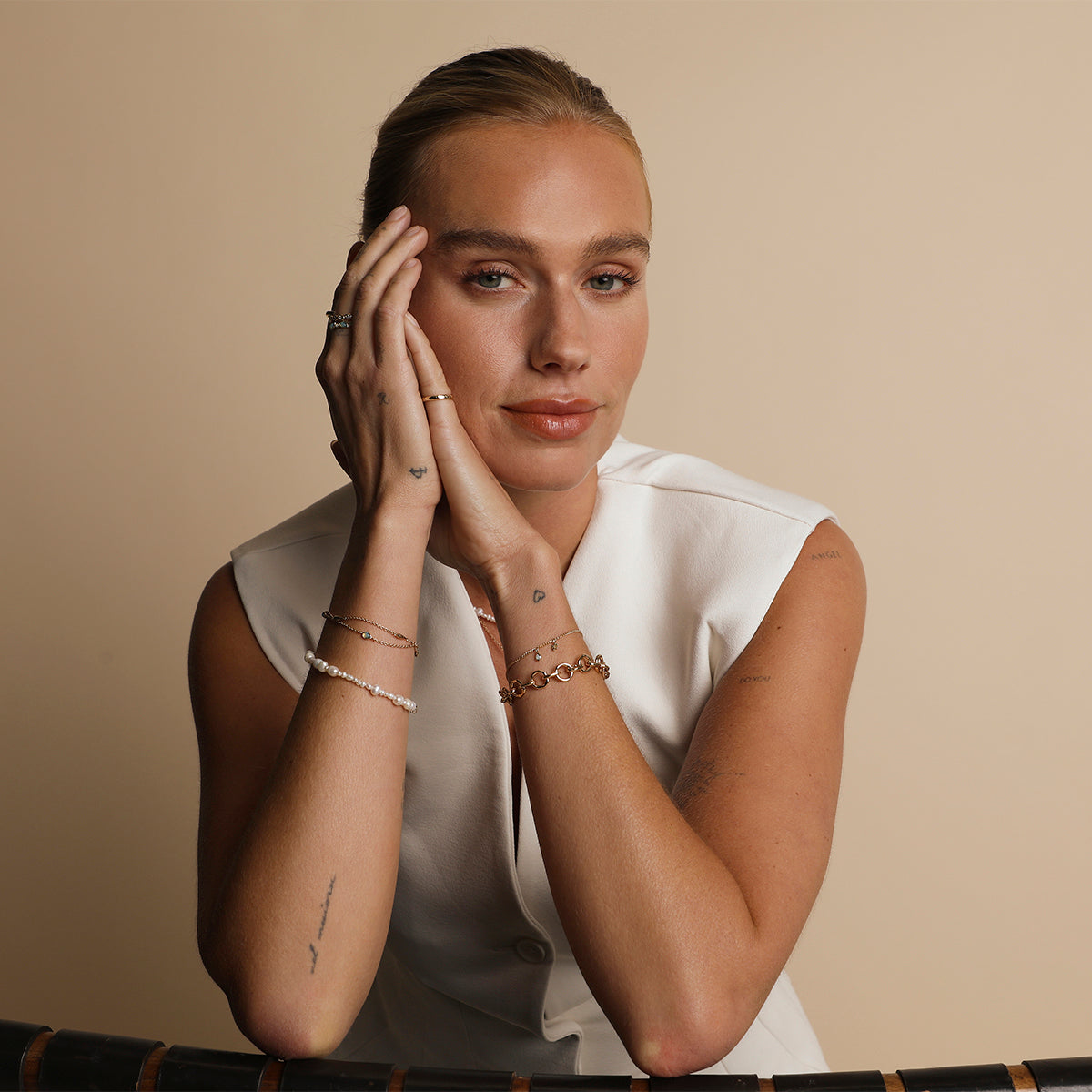 Opal Charm Double Bracelet in Gold