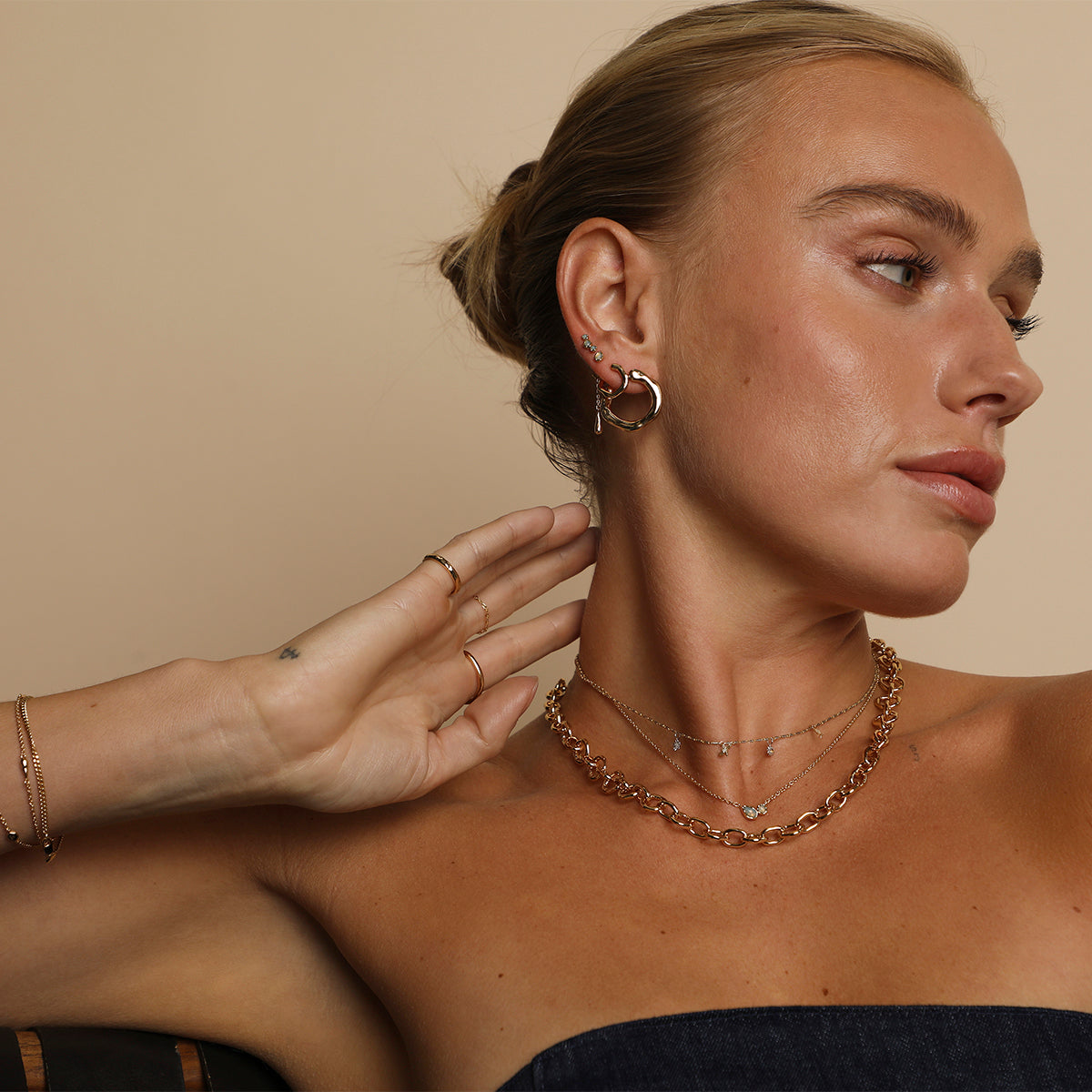 Molten Orbit Large Hoops in Gold