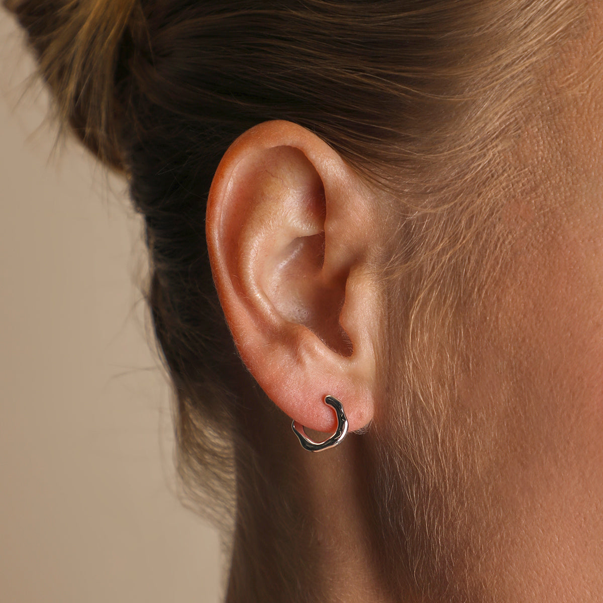 Molten Orbit Small Hoops in Silver