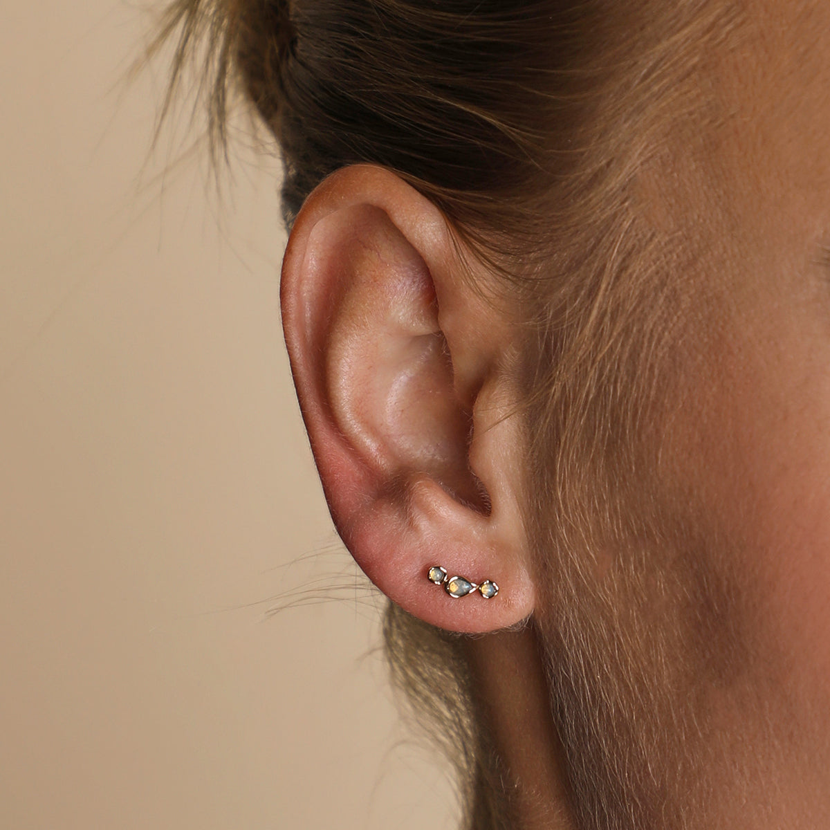 Opal Climber Studs in Gold