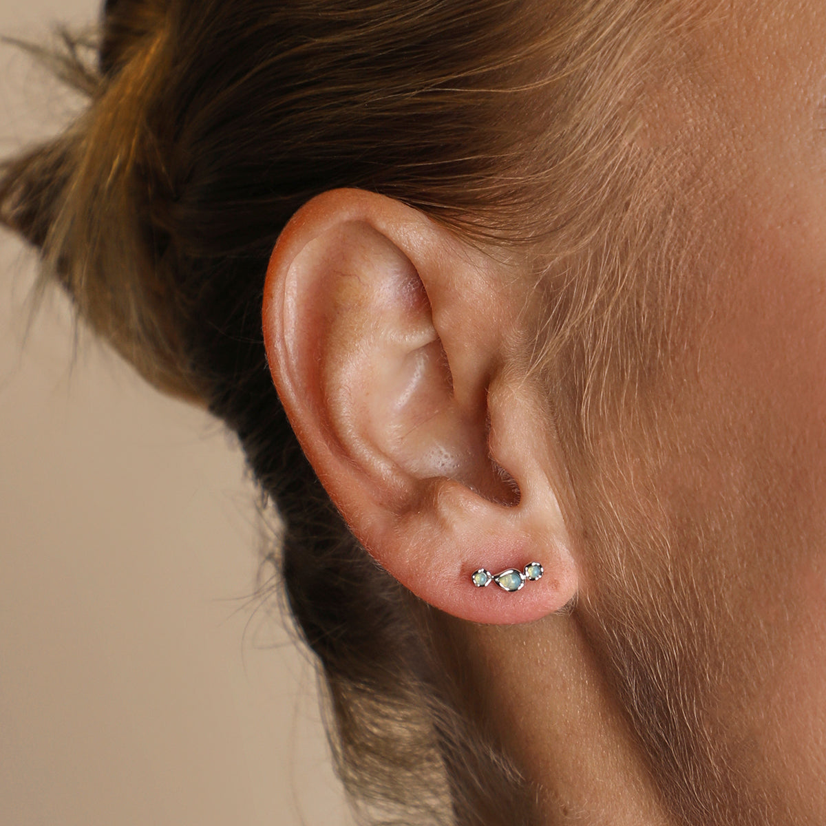 Opal Climber Studs in Silver
