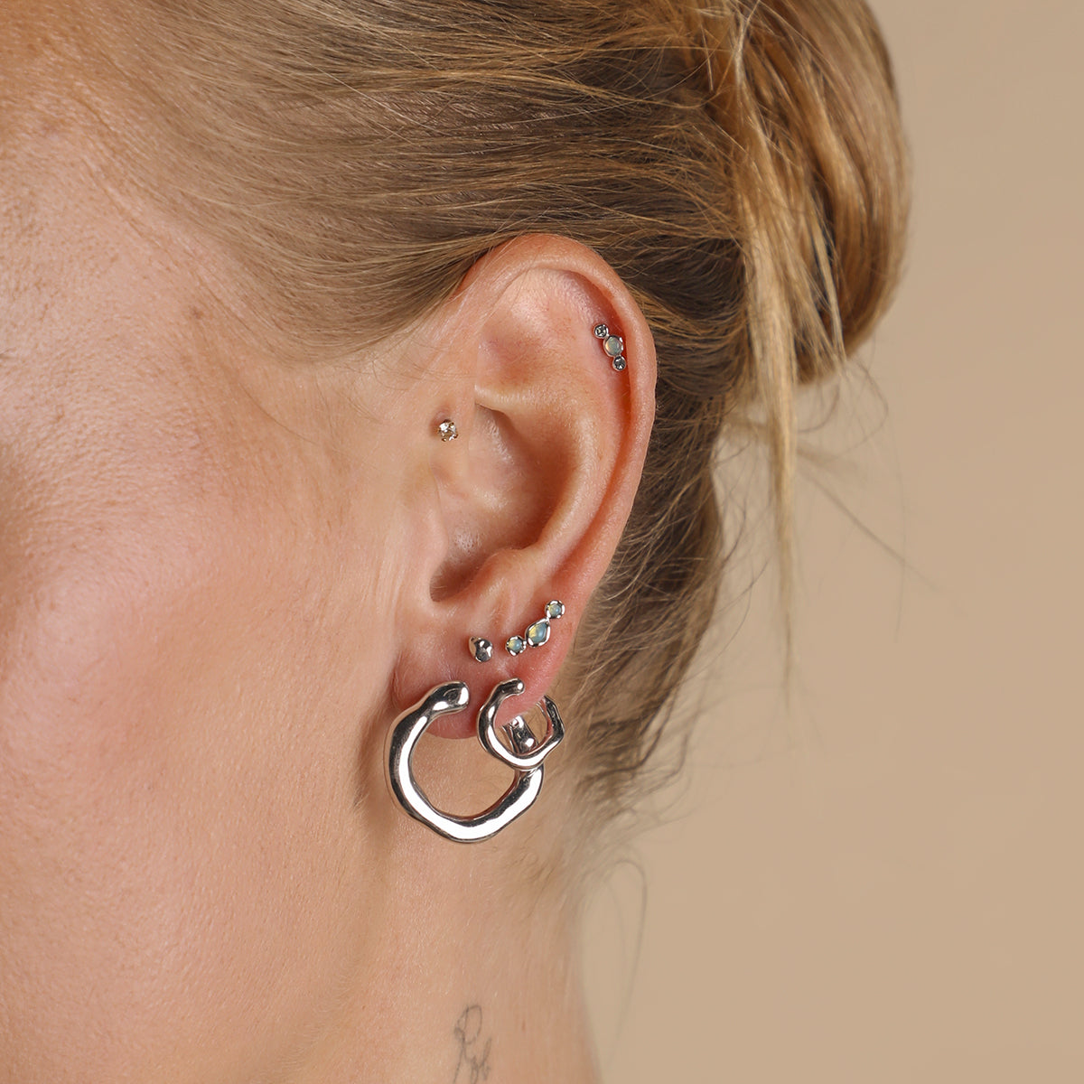 Opal Climber Studs in Silver