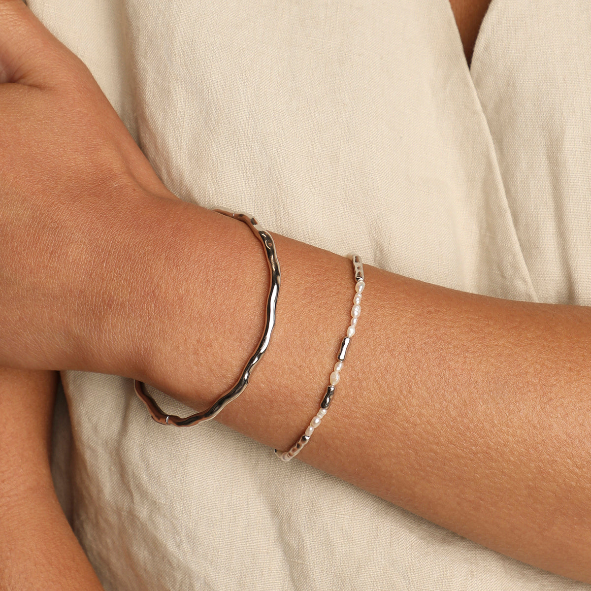 Molten Bangle in Silver