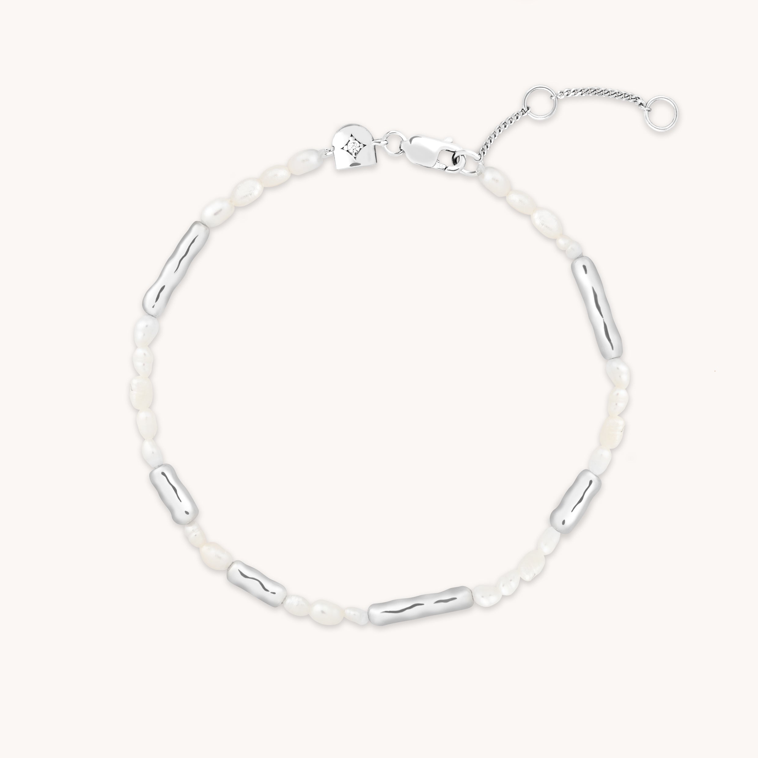 Molten Pearl Bracelet in Silver