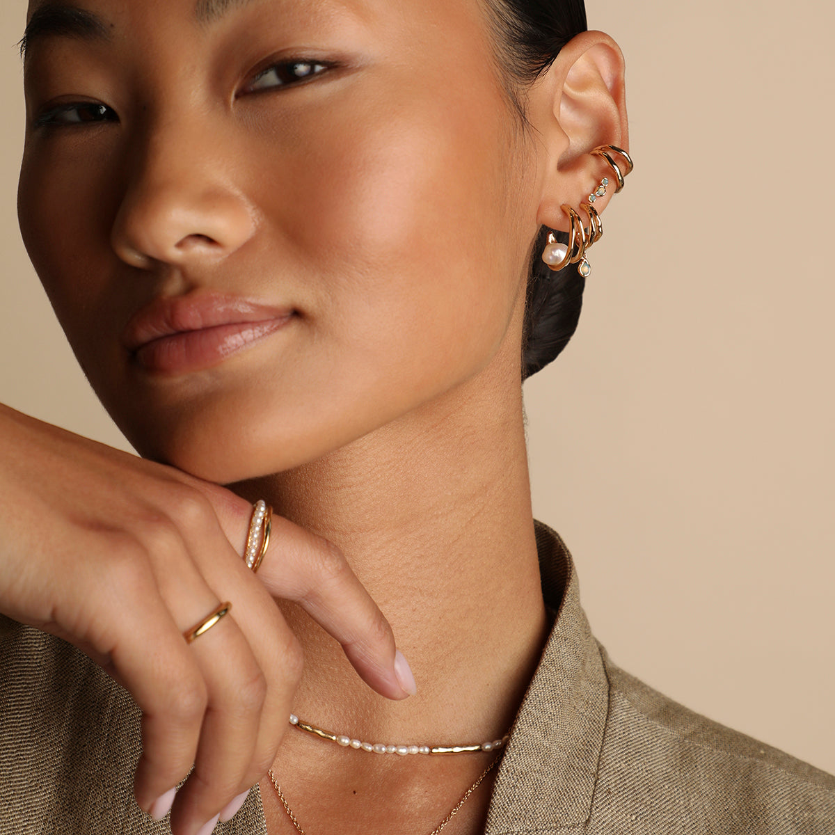 Molten Illusion Ear Cuff in Gold