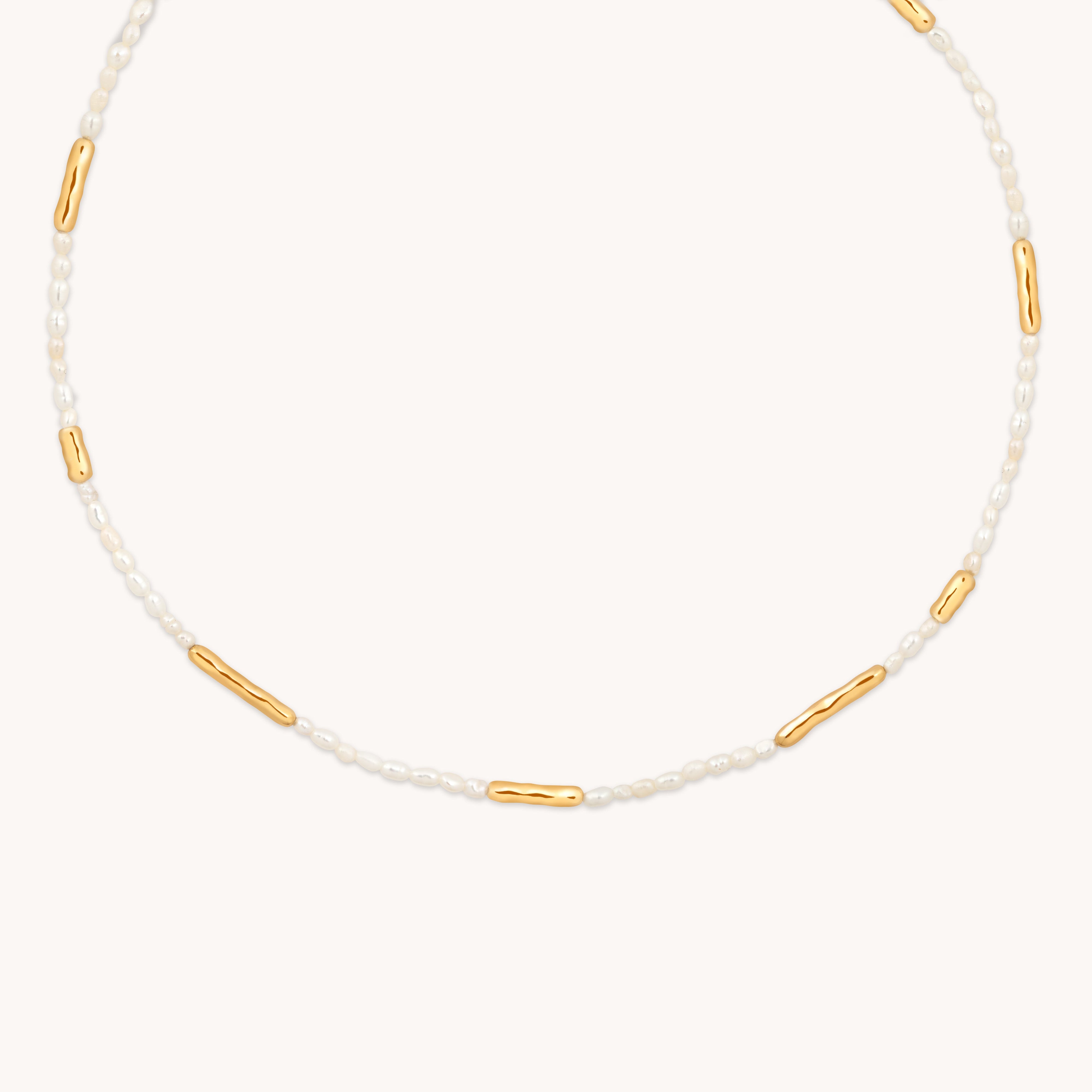 Molten Pearl Necklace in Gold