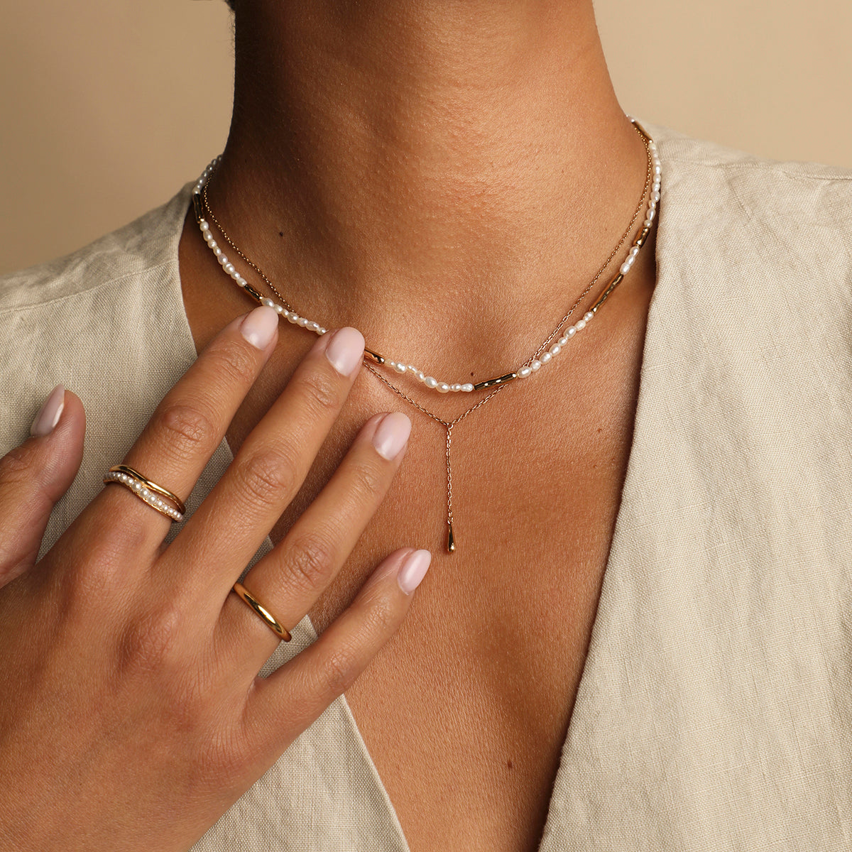 Molten Illusion Pearl Ring in Gold