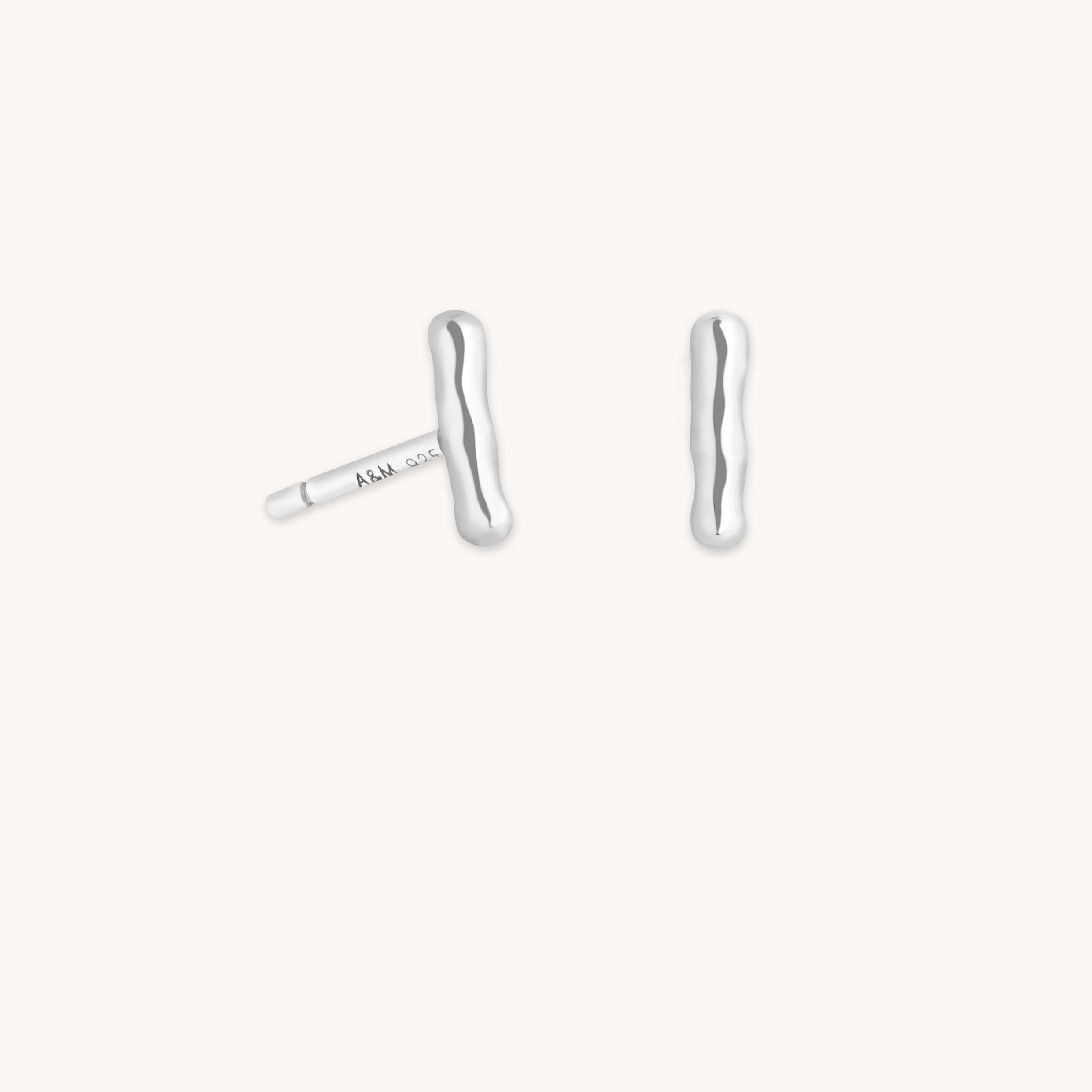 Molten Bar Studs in Silver