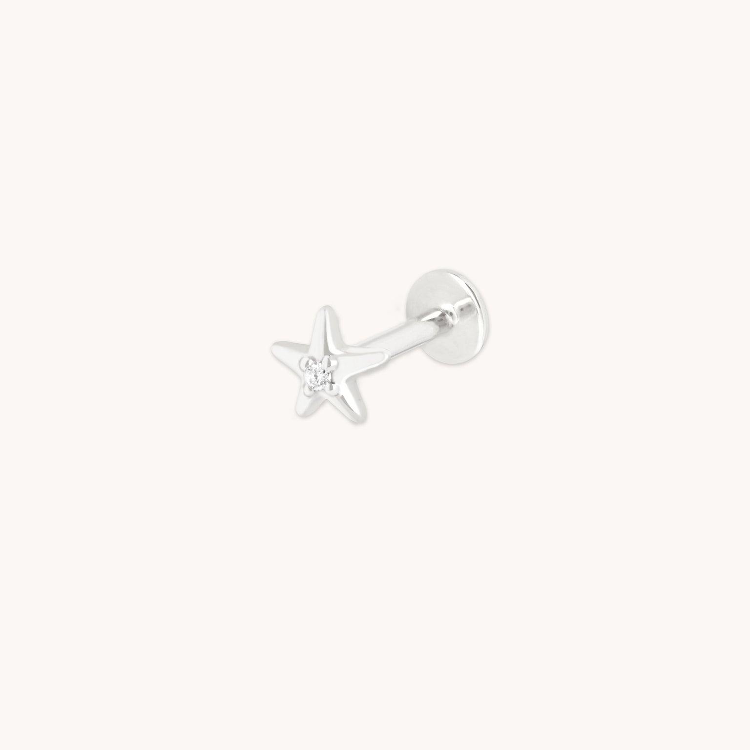 Diamond Star Medium Piercing Stud in Solid White Gold-Astrid & Miyu