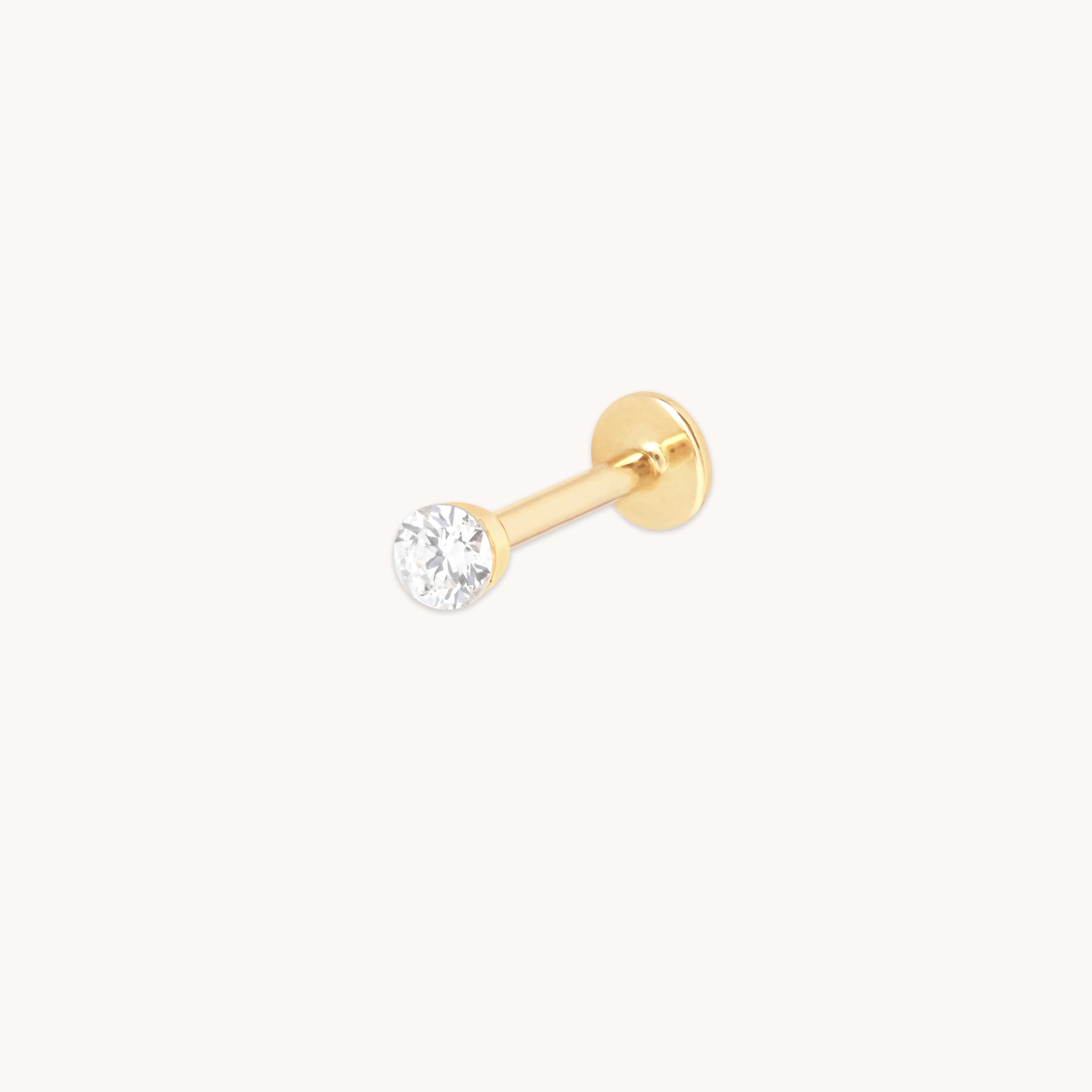 Floating Diamond Large Piercing Stud in Solid Gold-Astrid & Miyu