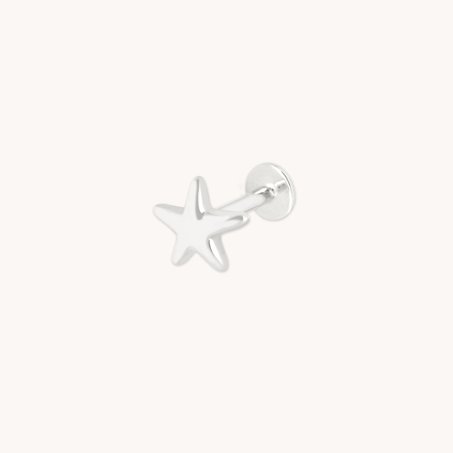 Star Large Piercing Stud in Solid White Gold-Astrid & Miyu