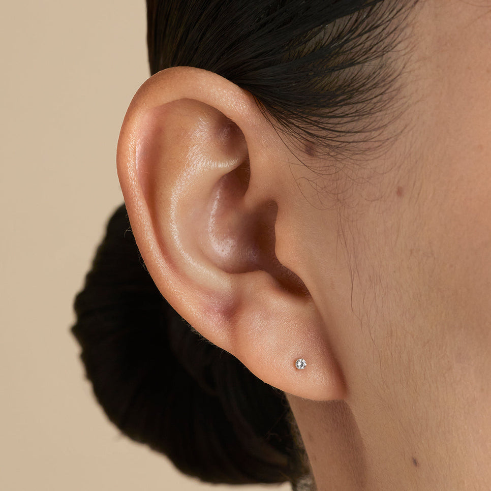 Floating Diamond Small Piercing Stud in Solid Gold-Astrid & Miyu