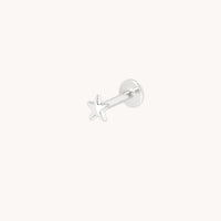 Star Small Piercing Stud in Solid White Gold-Astrid & Miyu