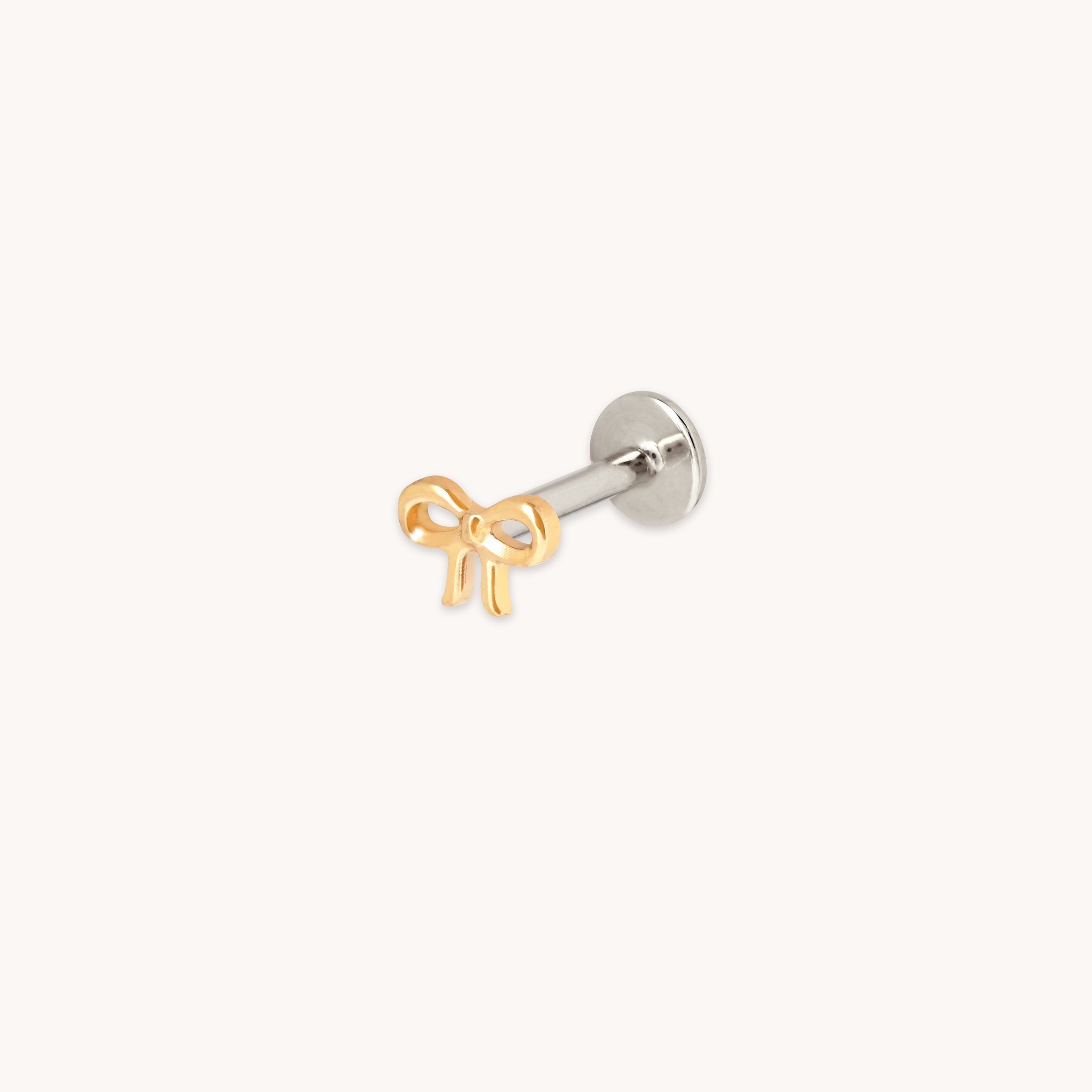 Bow Titanium Piercing Stud in Gold-Astrid & Miyu