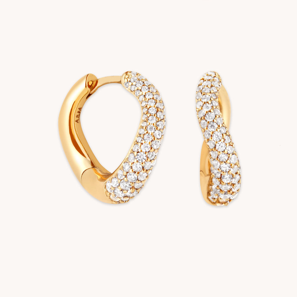 Wave Crystal Hoops in Gold-Astrid & Miyu
