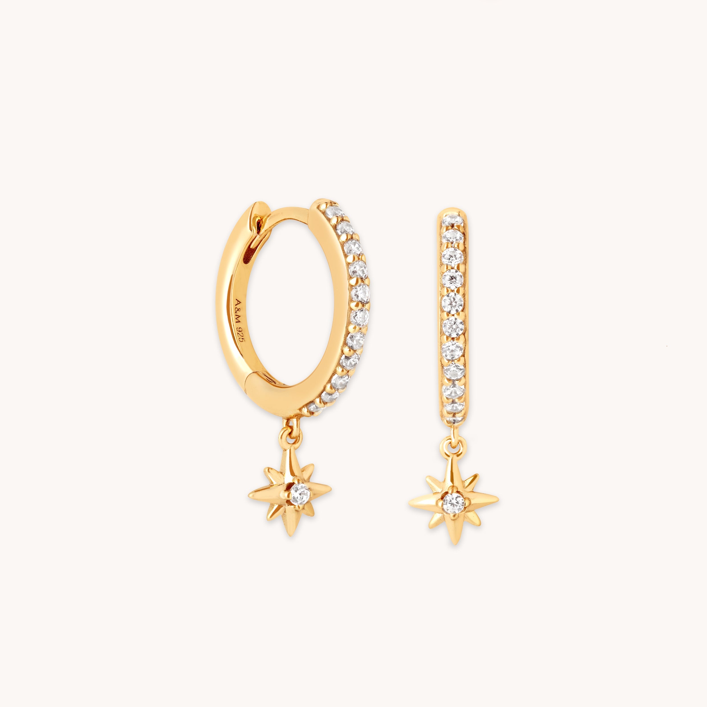Twilight Star Pavé Hoops in Gold-Astrid & Miyu