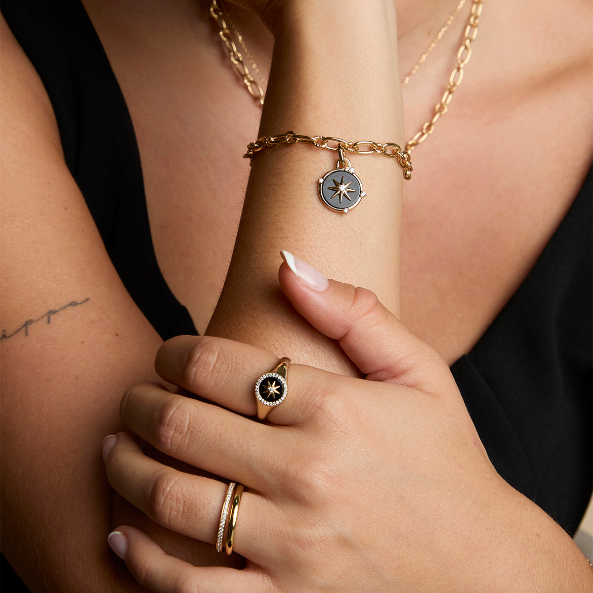 Black Star Clip Charm in Gold