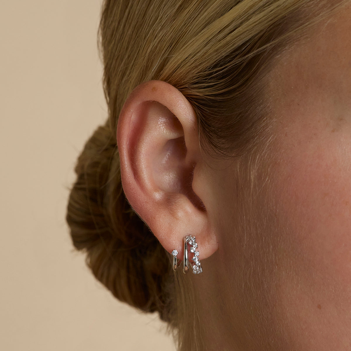 Illusion Spiral Huggies in Silver