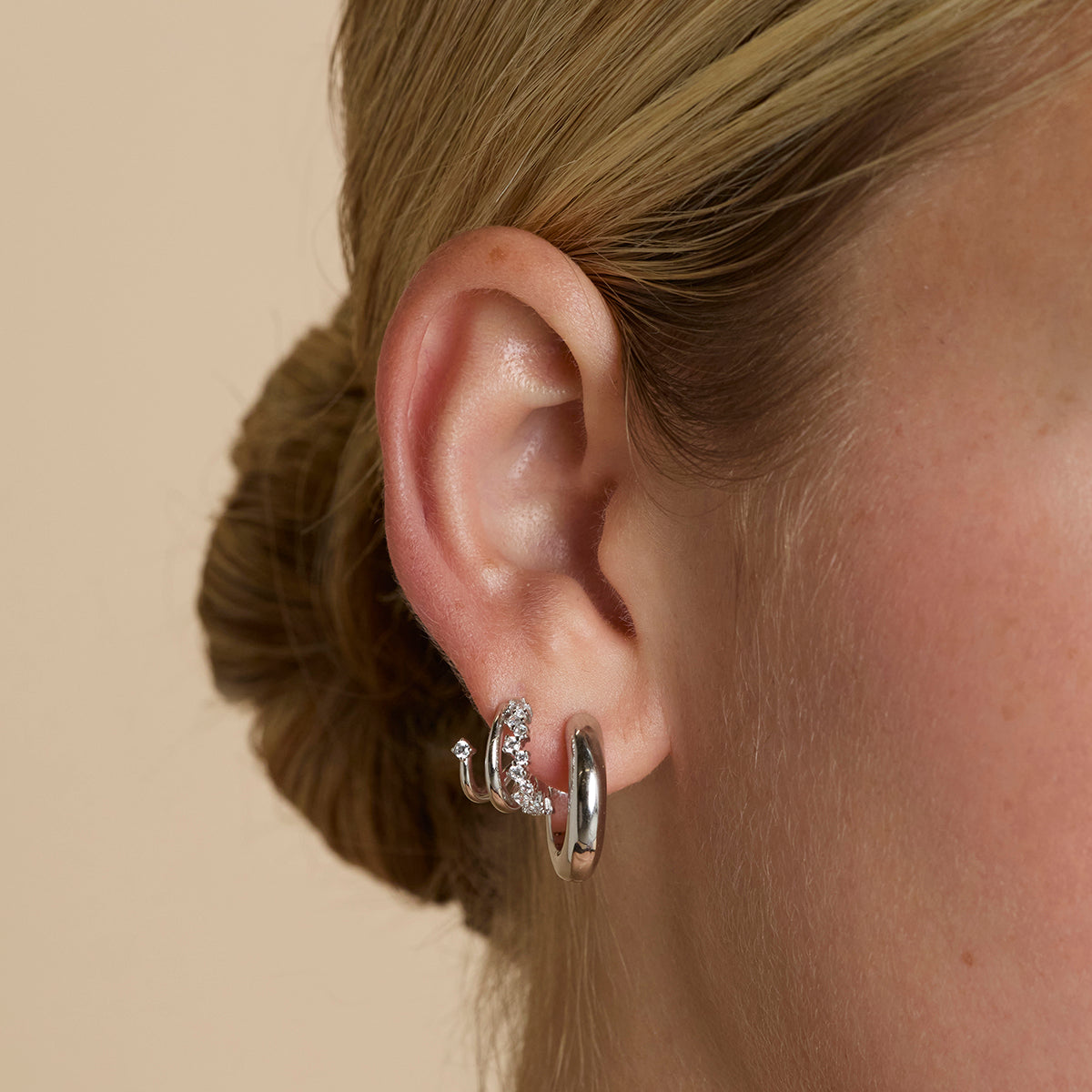 Illusion Spiral Huggies in Silver