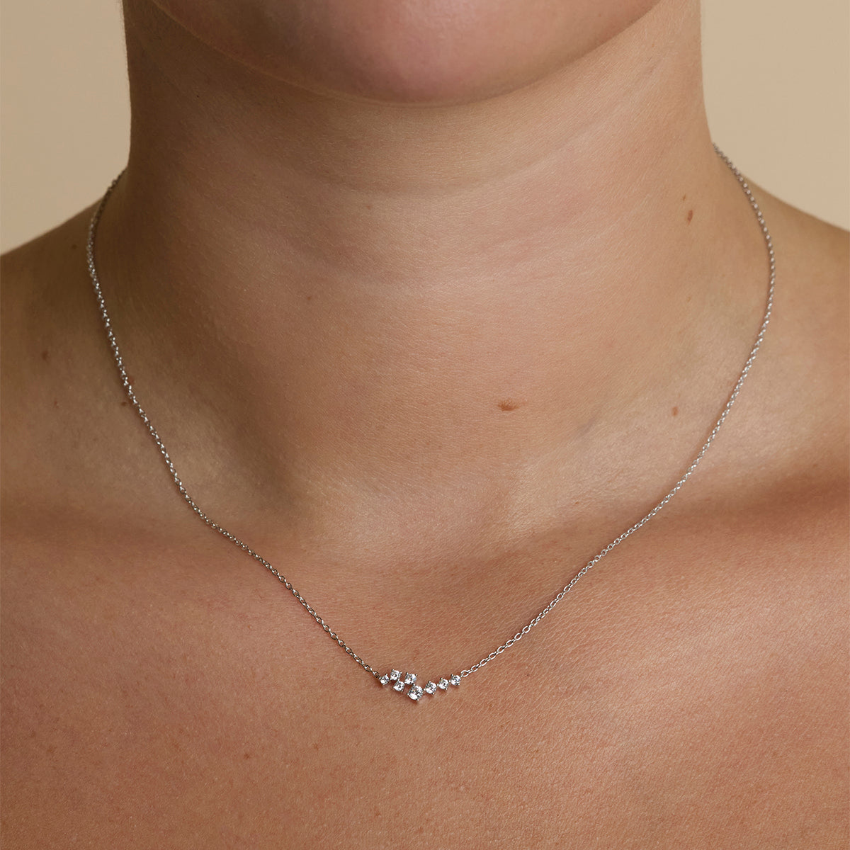 Crystal Scatter Necklace in Silver