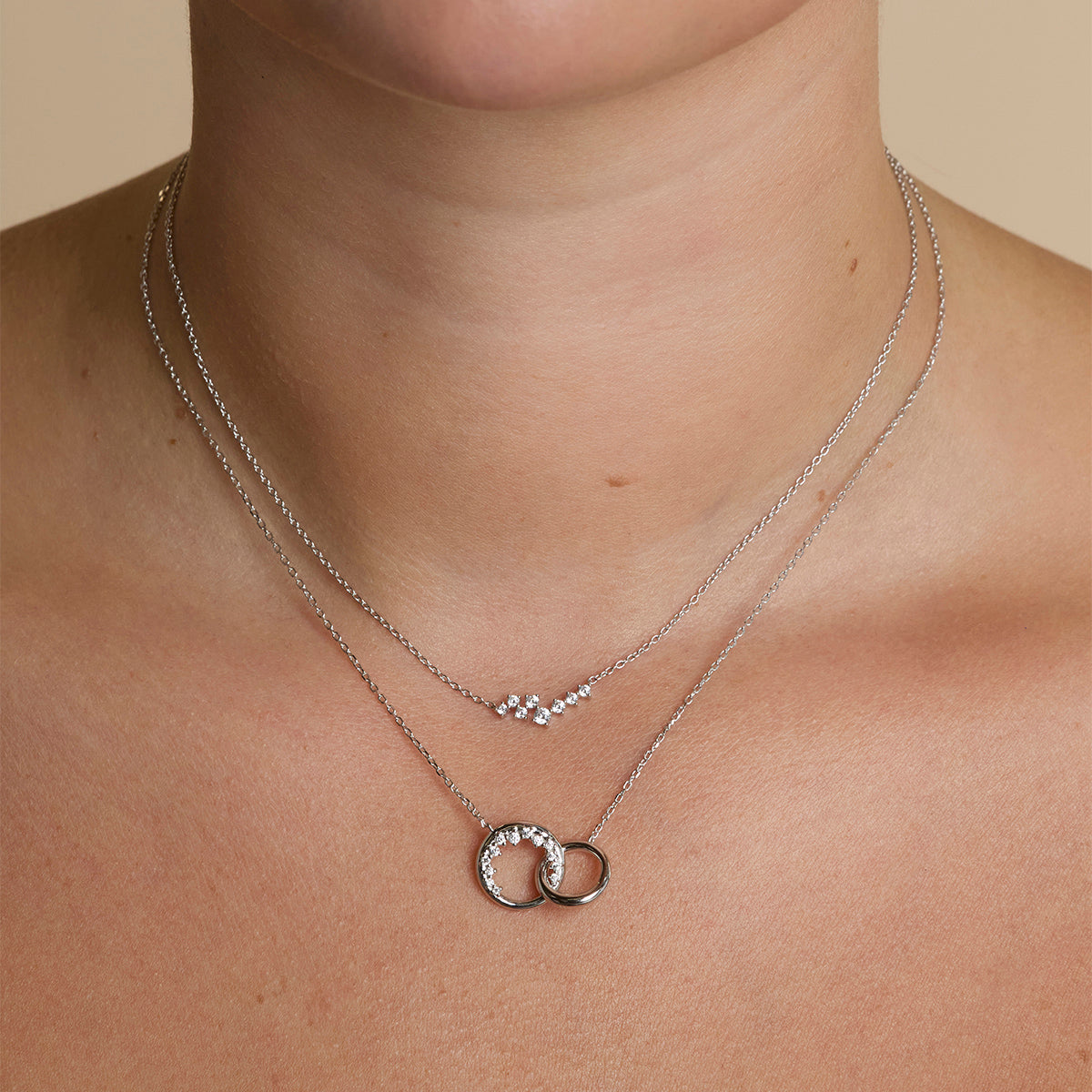 Crystal Scatter Necklace in Silver