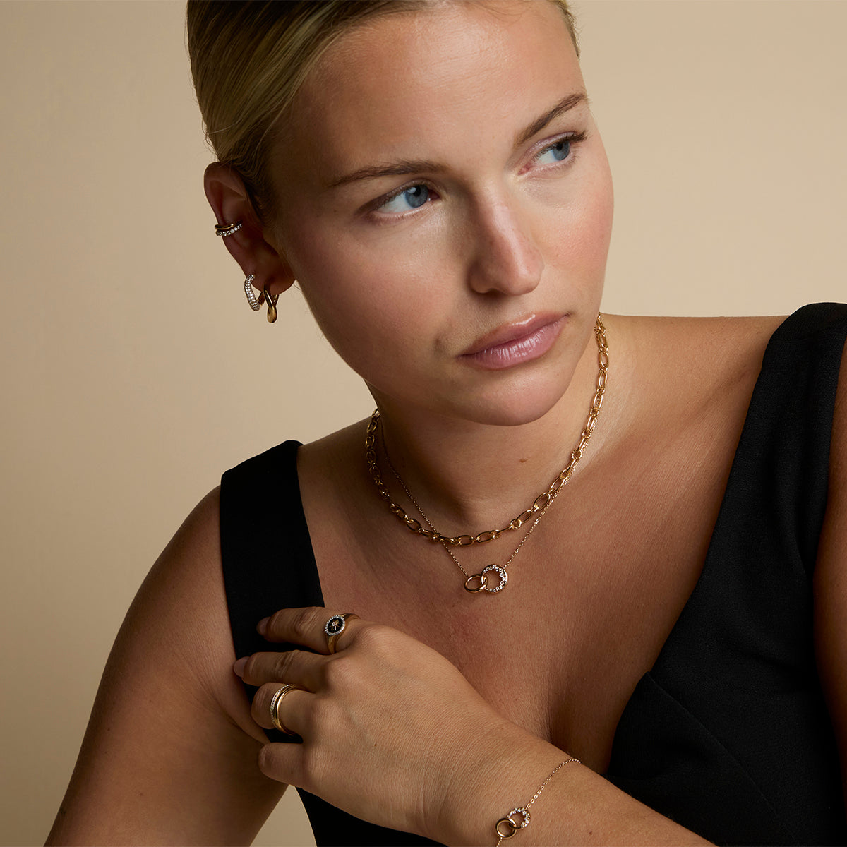 Orbit Crystal Pendant Necklace in Gold