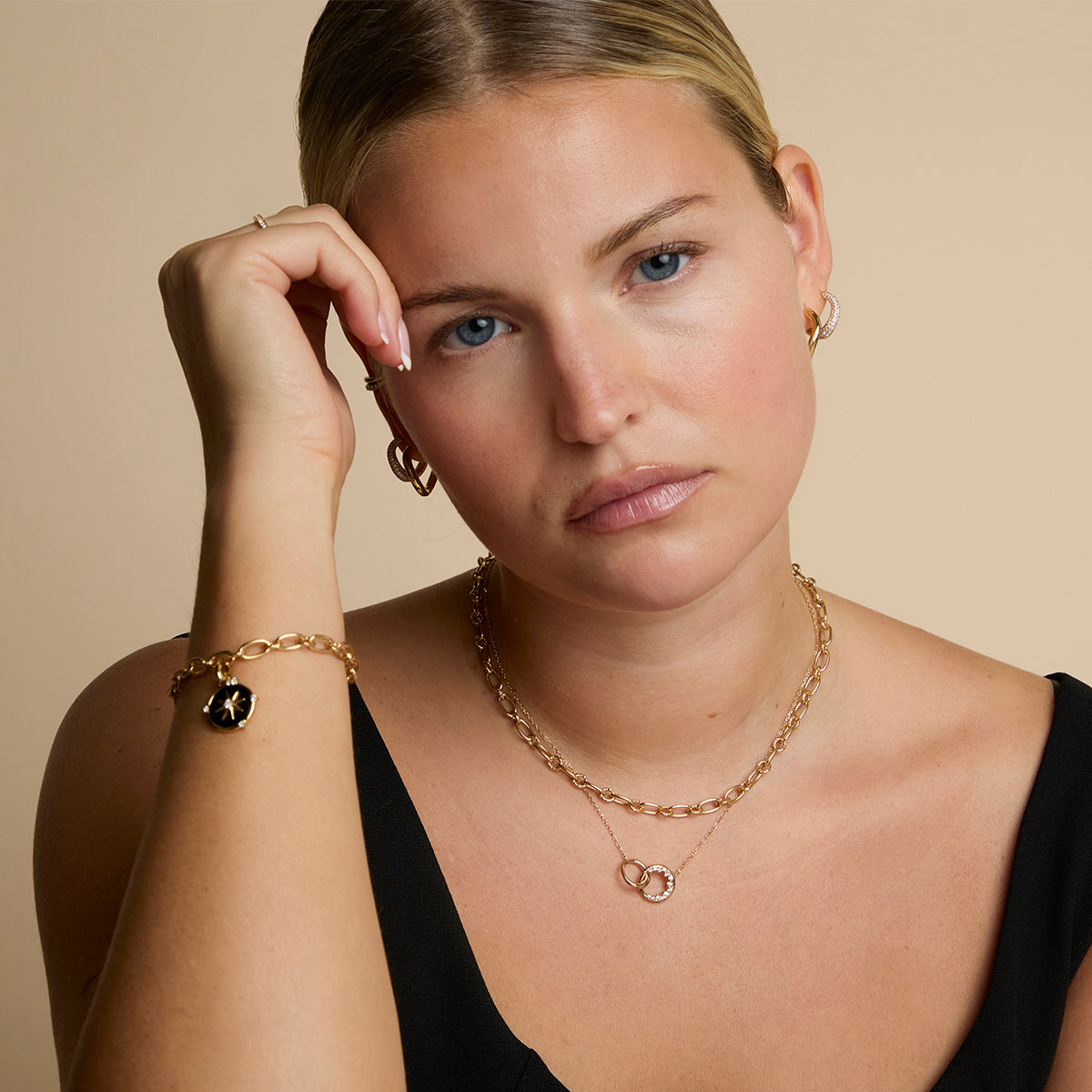 Orbit Crystal Pendant Necklace in Gold