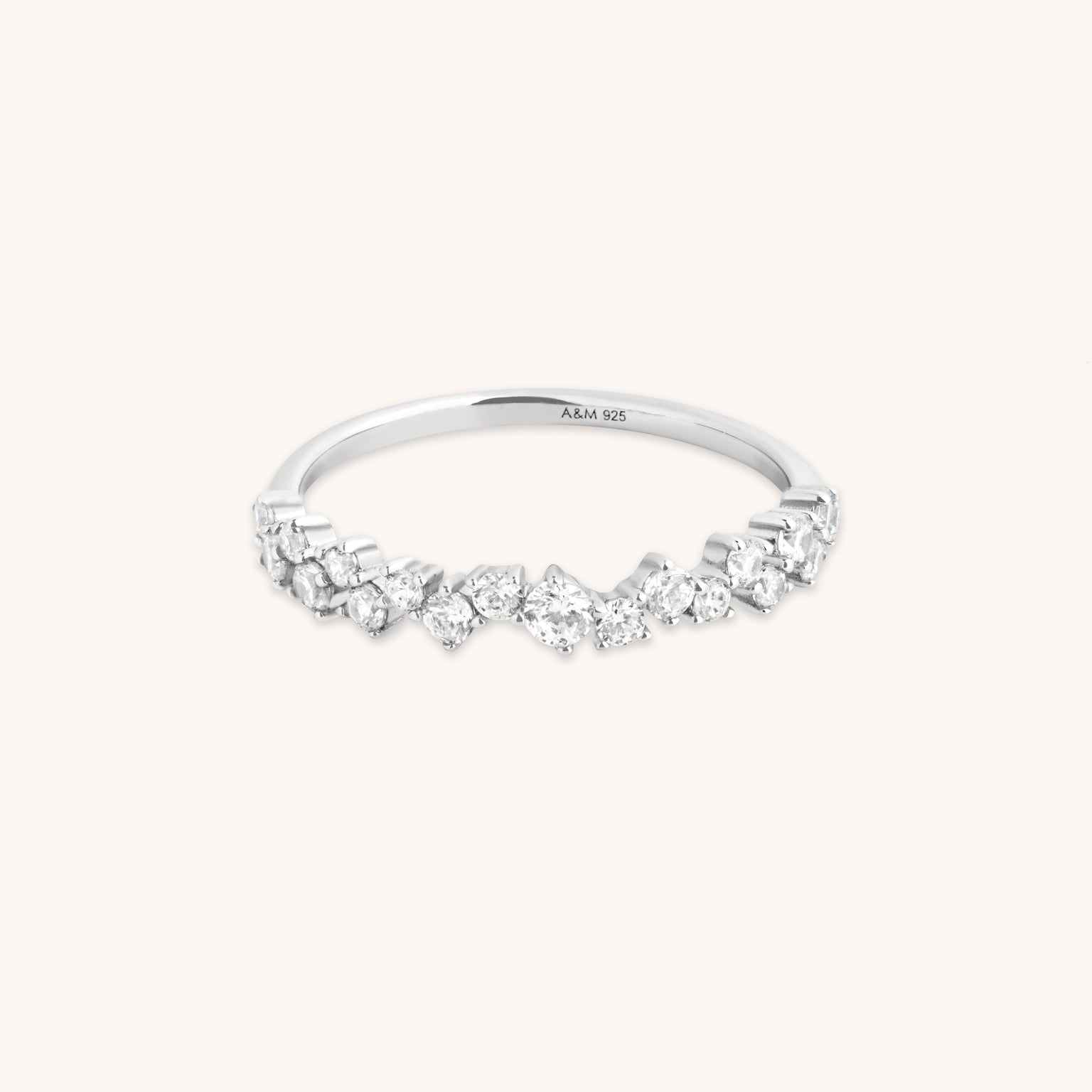 Crystal Scatter Band Ring in Silver